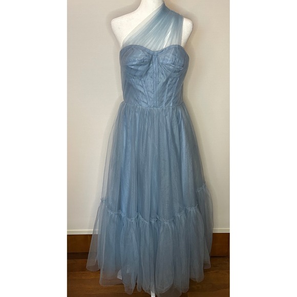 Blue Tulle One Shoulder Cinderella Dress Corset Party Formal Prom Women Size 8 - Picture 2 of 14